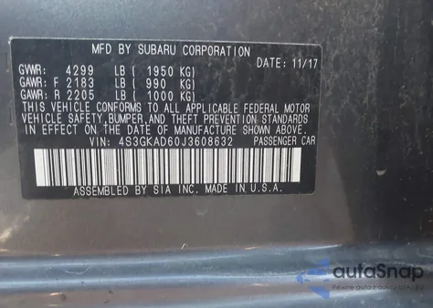 2018 Subaru Impreza 2.0I Premium from USA, damaged, VIN 4S3GKAD60J3608632